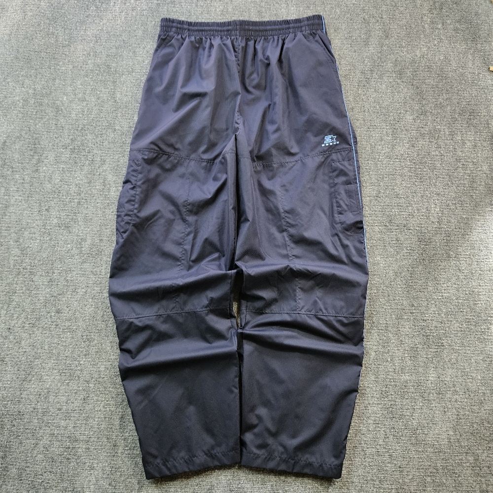 Starter Vintage Navy Blue Windbreaker Track Pants L Ankle Zip Y2K